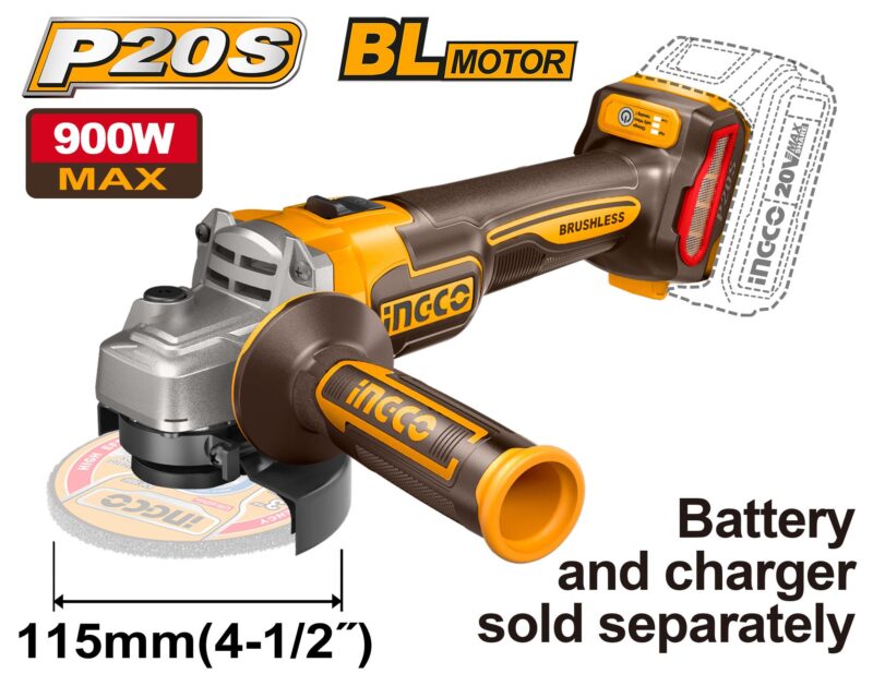 Meuleuse d'angle 20V brushless + Variateur de Vitesse sans batterie