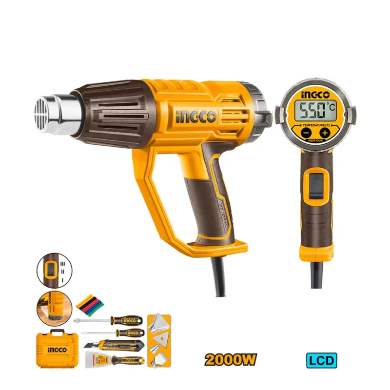 Pistolet thermique 2000W avec boîtier et accessoires LCD HG2000581