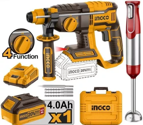 Marteau perforateur 20V 4Ah + Mixeur plongeant ingco COSLI240208