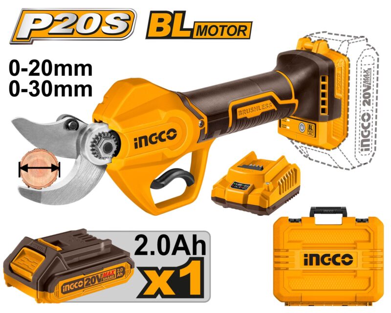 Secateur 20 mm/30 mm sans fil ingco CSSLI203083