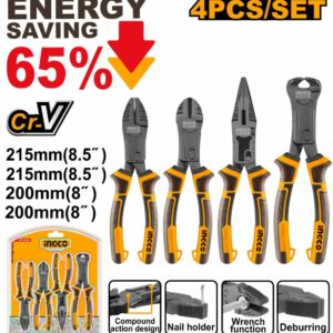 Ensemble de 4 pinces à action composée HKCPS5841 ingco