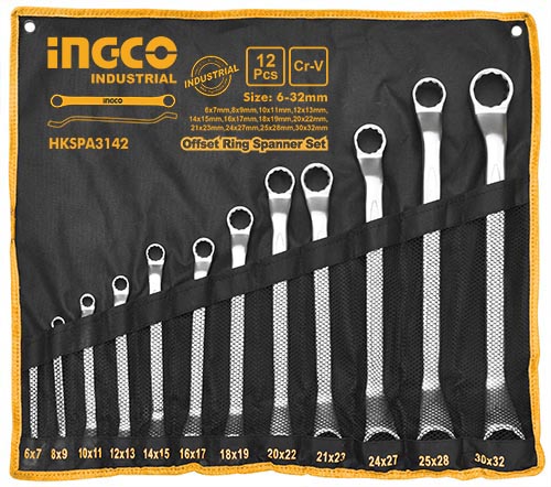 Jeu de 12 clés à anneau décalées