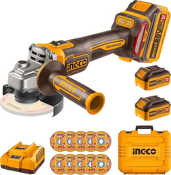 meuleuse d'angle brusheless 20V 5A avec variateur de vitesse