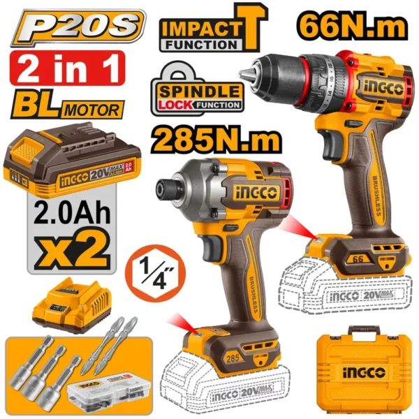 Pack Duo 20V – Perceuse et visseuse à Choc CKLI20277