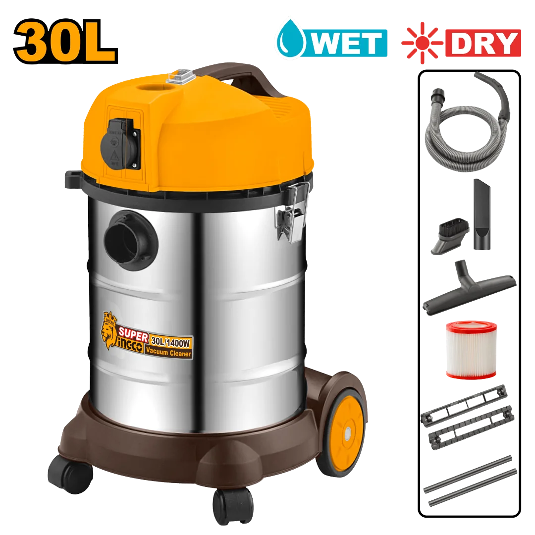Aspirateur 1400W eau et poussière 30l Ingco