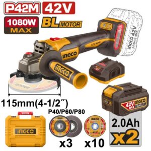 Meuleuse d’angle 42V Brushless 2AH max 1080W INGCO
