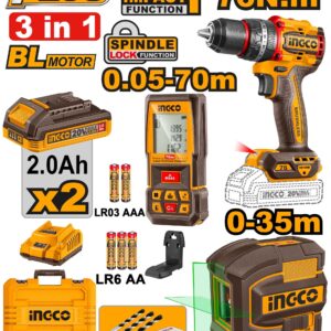 pack perceuse 76Nm - télémètres laser - niveau laser