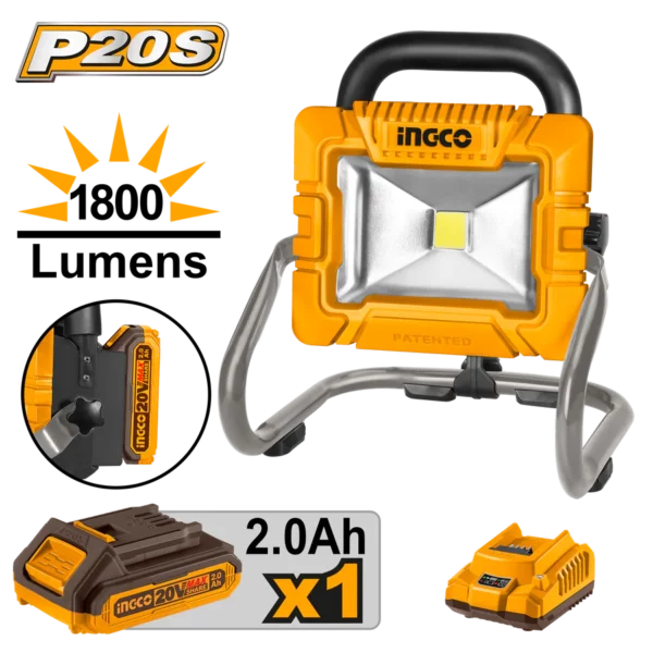 Projecteur de Chantier LED 20W, 900-1800LM INGCO