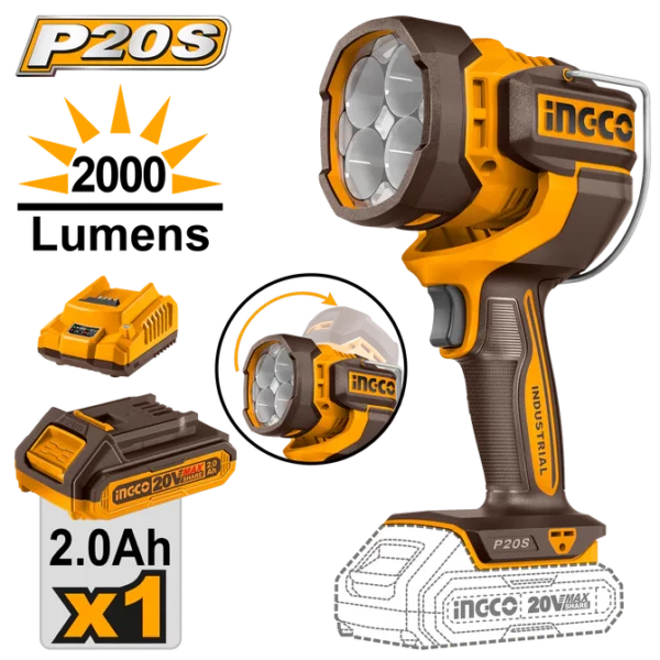 Lampe Torche Sans Fil Ingco CWLI20881 20V