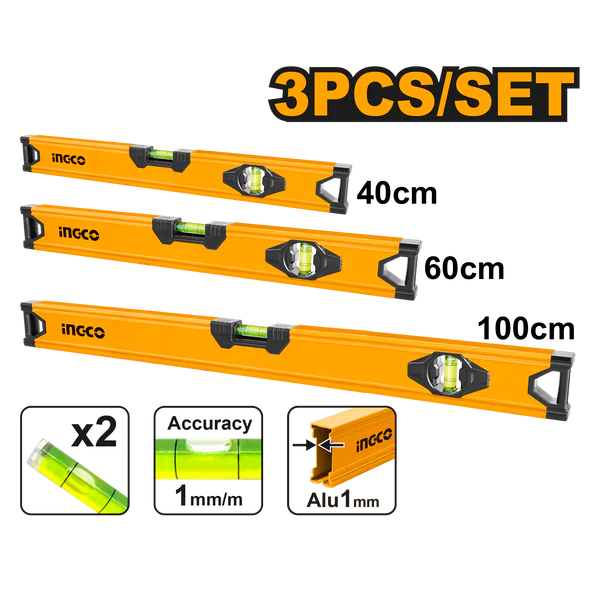 Set de niveau à bulle 3 pièces