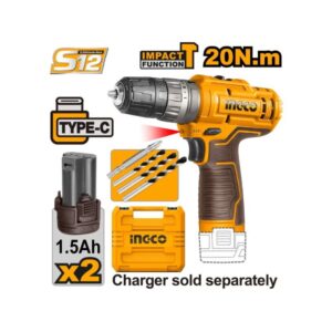 Visseuse 12V 20 NM 1,5A 2batterie TYPE-C avec accessoires ingco