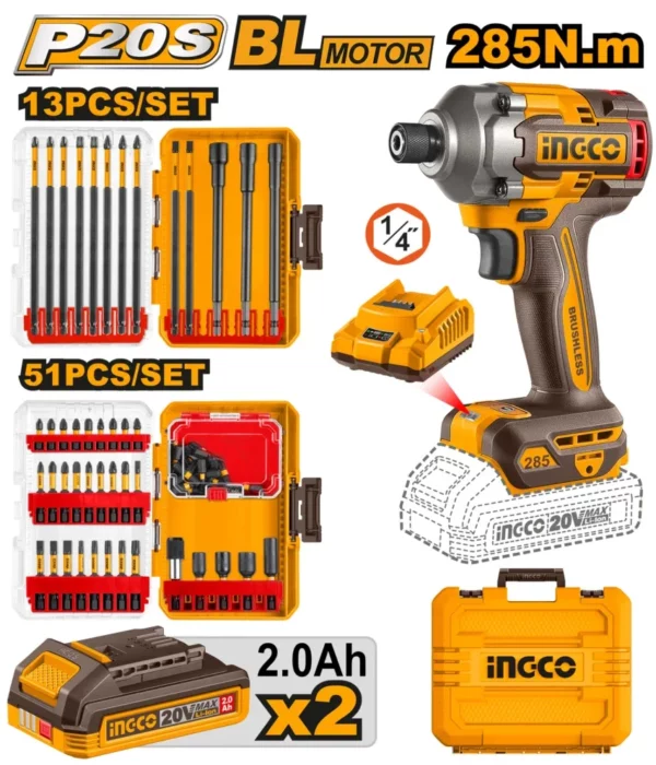 Clé à chocs 285NM (1/4″) 64 accessoires