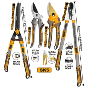 Ensemble de 4 Cisailles de jardin INGCO