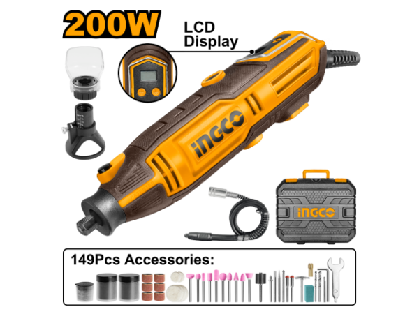 Mini meuleuse 200W vitesse variable avec 149 accessoires