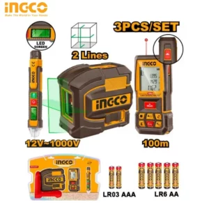 Kit combo 3 pièces: niveau laser 3D, télémètre laser et Détecteur de tension AC