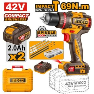 Perceuse à percussion 42V Brushless 69 Nm INGCO