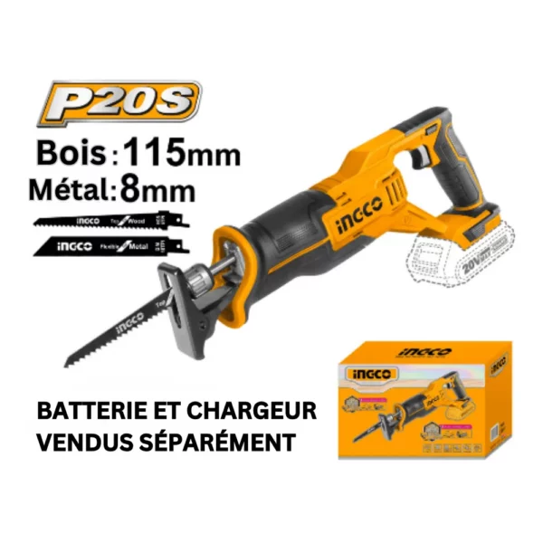 Scie sabre 20V avec lames Brushless sans batterie