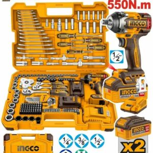 Coffret outils 172 pcs avec clé à choc Brushless 20V 550Nm INGCO