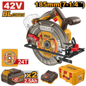 Scie circulaire 42V Brushless 185mm INGCO (2x 2.5Ah)