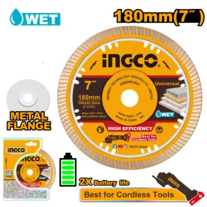 Disque diamanté ultra-mince 7" pour marbre et béton INGCO