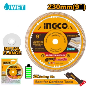 Disque diamanté 9" arbre 355 mm diamètre 22,2 mm Ingco