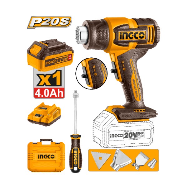 Pistolet à Air Chaud 4Ah 20V 550°C INGCO