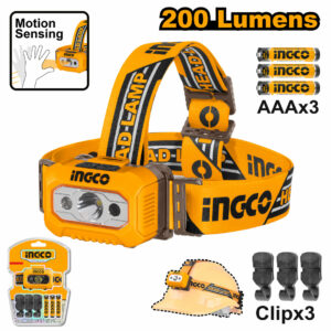 Lampe frontale a pile 200 lumens Ingco