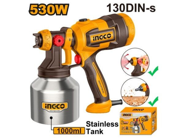 Pistolet à Peinture Electrique 530W Réservoir Inox INGCO