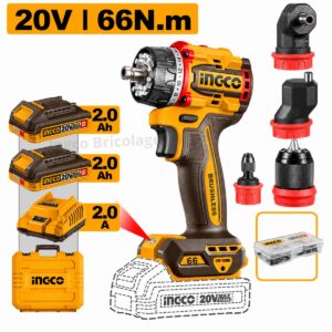 Perceuse-visseuse sans fil multi-têtes 20V 66Nm INGCO