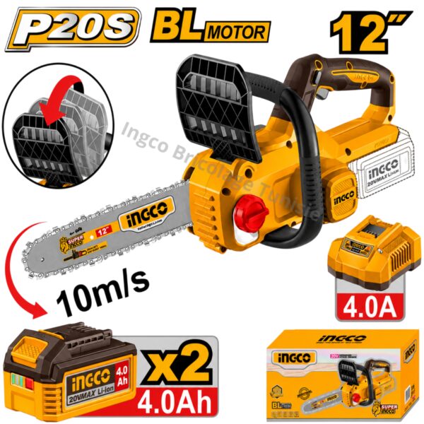 Tronçonneuse sans fil 20V 12" Brushless INGCO