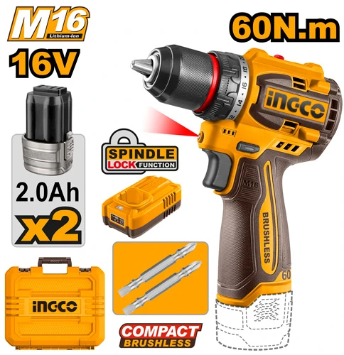 Perceuse-visseuse sans fil 16V Brushless 60Nm INGCO