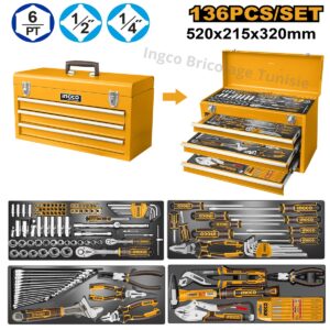 Coffret d'outils 136 pièces INGCO