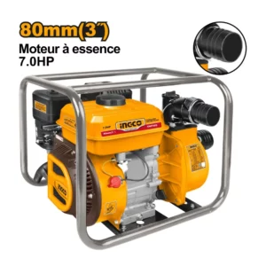 Moto pompe 7HP essence + gaz 80mm 3″ ingco