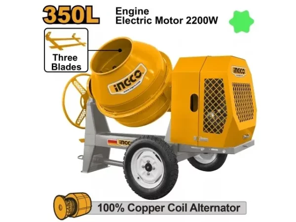 Bétonnière 350L électrique 2200W INGCO 3HP