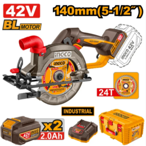 Scie circulaire 42V Brushless 140mm INGCO (2x 2.5Ah)